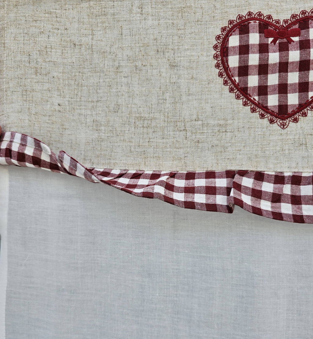 Coppia tende lino cotone cm 60x150 adatte per cucina disegno tirolese shabby - Milano 7 Arte e Design
