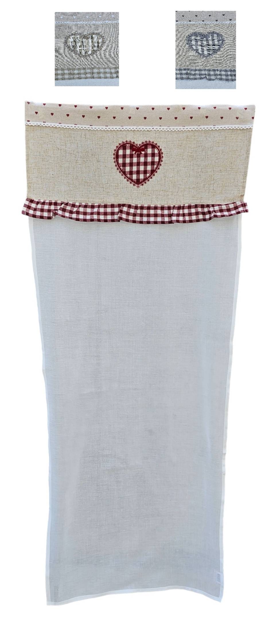 Coppia tende lino cotone cm 60x150 adatte per cucina disegno tirolese shabby - Milano 7 Arte e Design