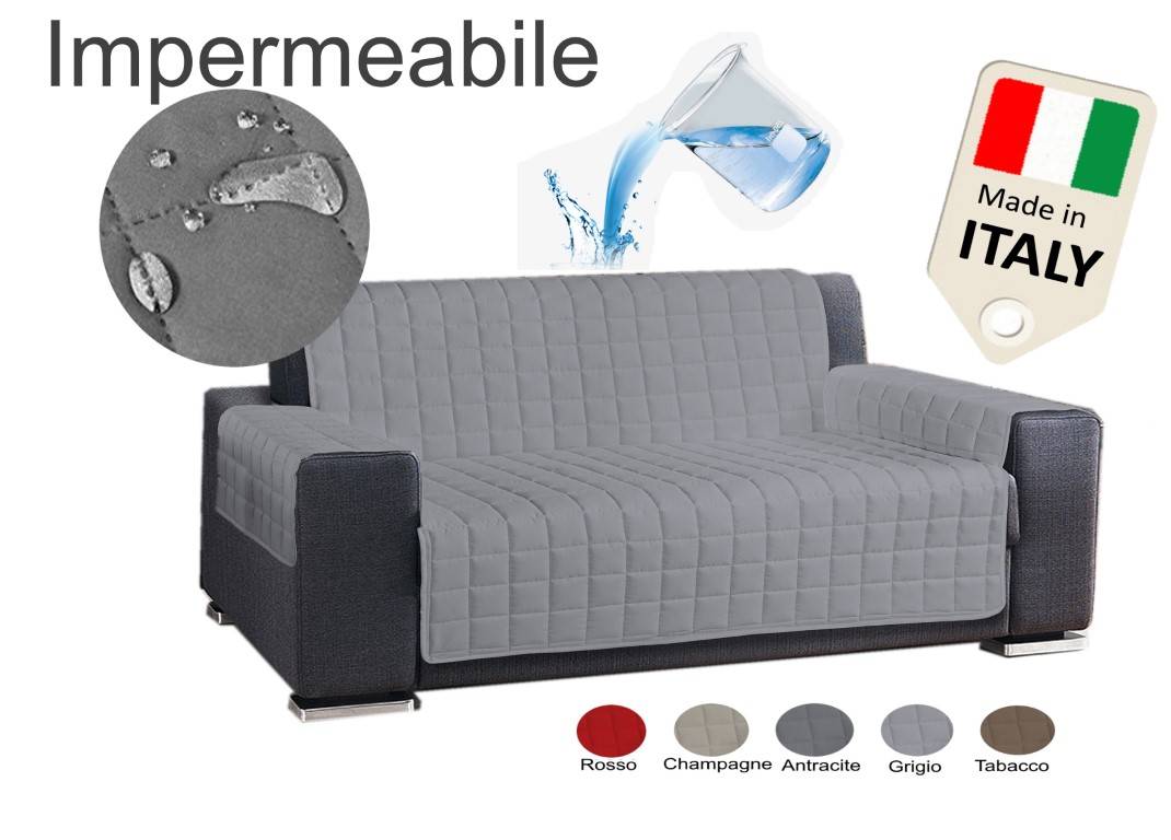 Copridivano 2 posti impermeabile ANTIMACCHIA tinta unita champagne made in Italy - Milano 7 Arte e Design