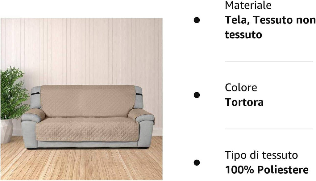 Copridivano copertura divano tinta unita ANTI MACCHIA 2 posti no elastico beige - Milano 7 Arte e Design