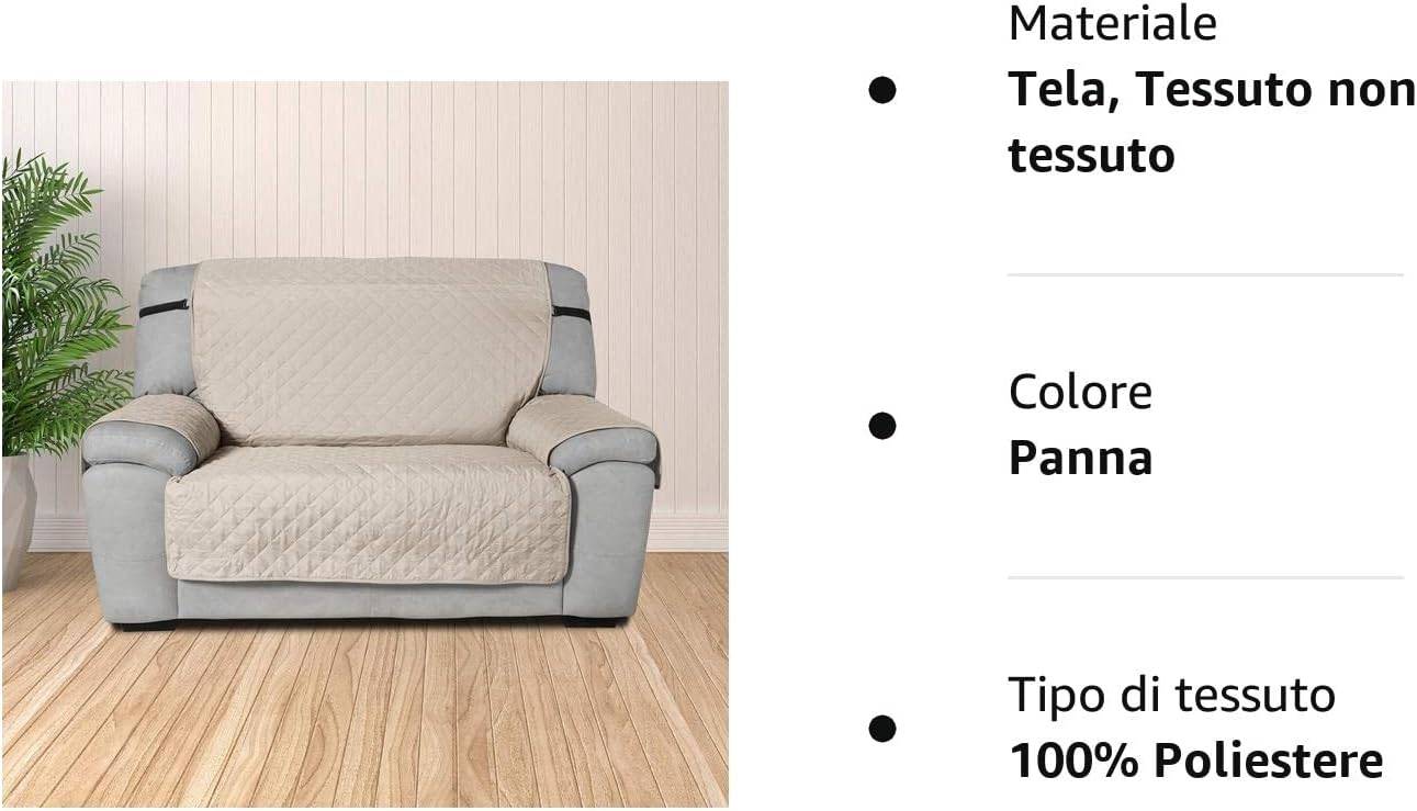 Copridivano copertura divano tinta unita Anti Macchia 2 posti relax panna - Milano 7 Arte e Design