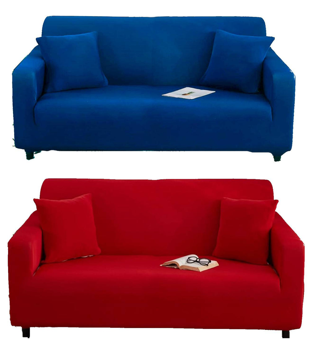 Copridivano elasticizzato 3 posti tinta unita blu rosso in velluto Sottocosto - Milano 7 Arte e Design