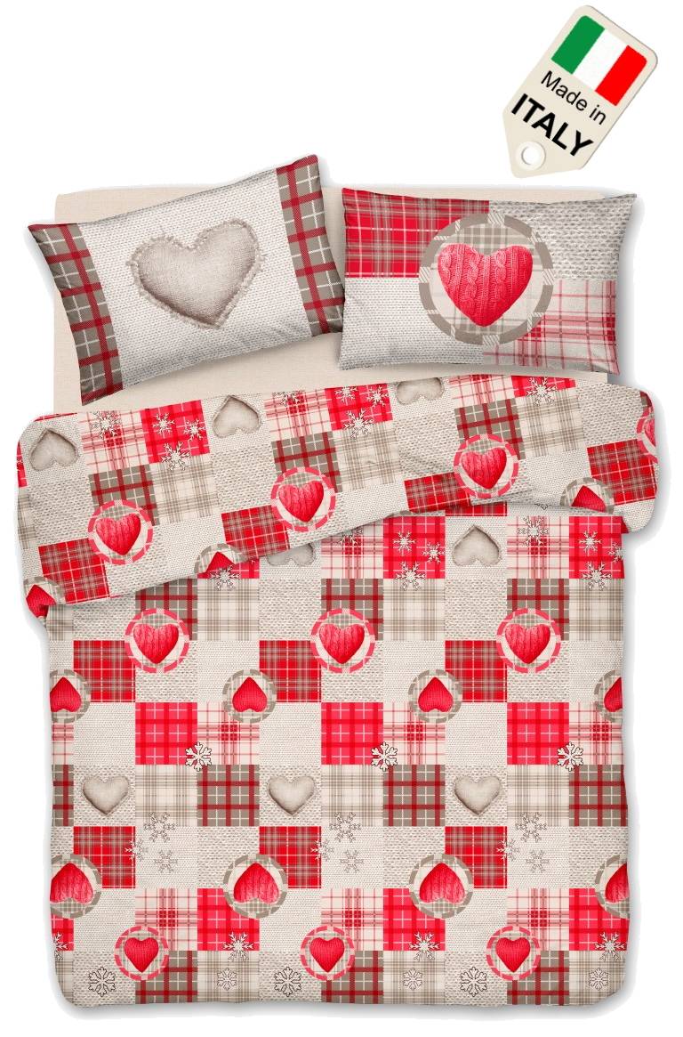 Copripiumino con federe per piumino letto matrimoniale Made in Italy rosso - Milano 7 Arte e Design