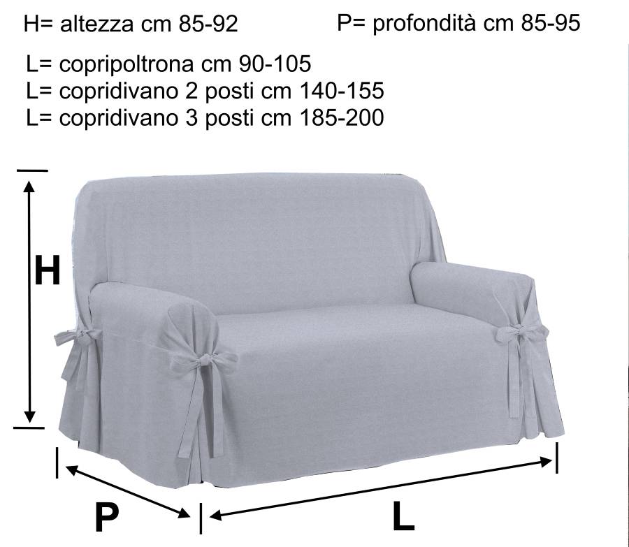 Copripoltrona lacci copertura poltrona maculato Made in Italy colore grigio - Milano 7 Arte e Design