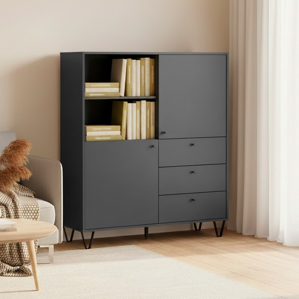 Credenza Aldo 6 con 2 ante e 3 cassetti colore antracite