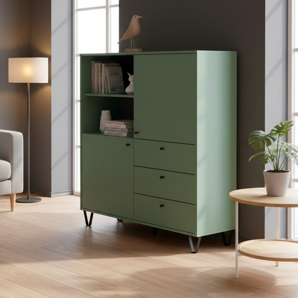 Credenza Aldo 6 con 2 ante e 3 cassetti colore verde