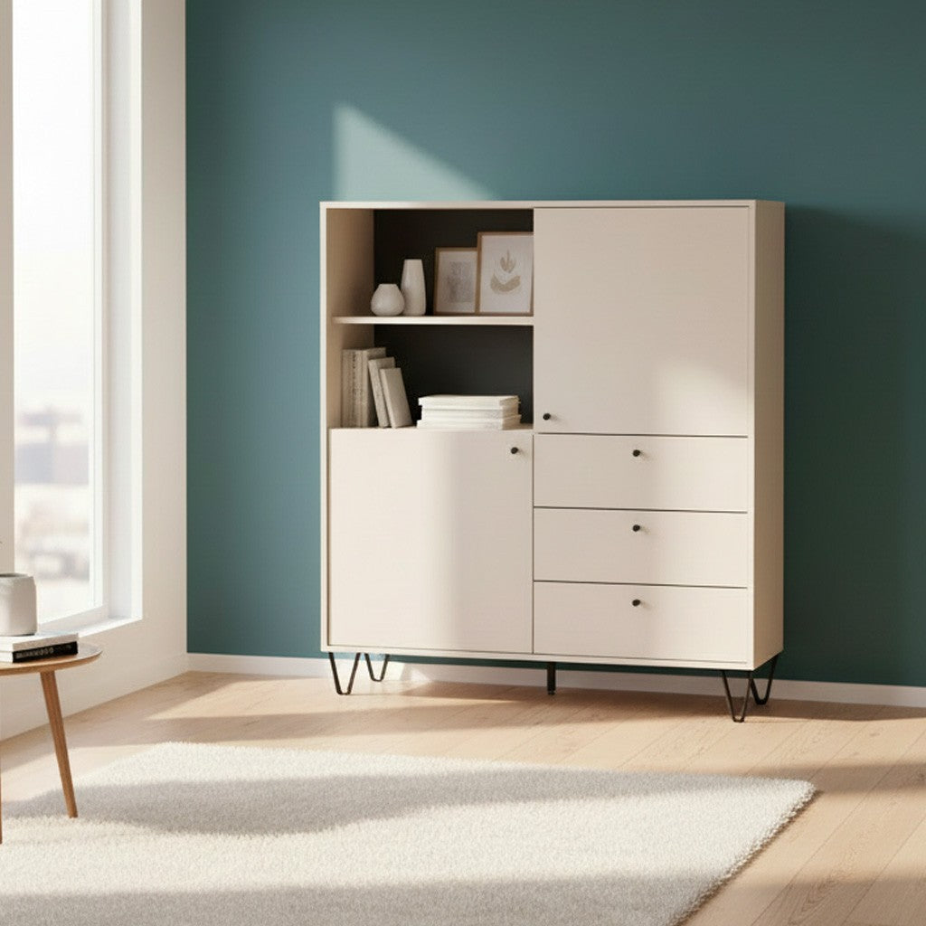 Credenza Aldo 6 con 2 ante e 3 cassetti colore cashmere