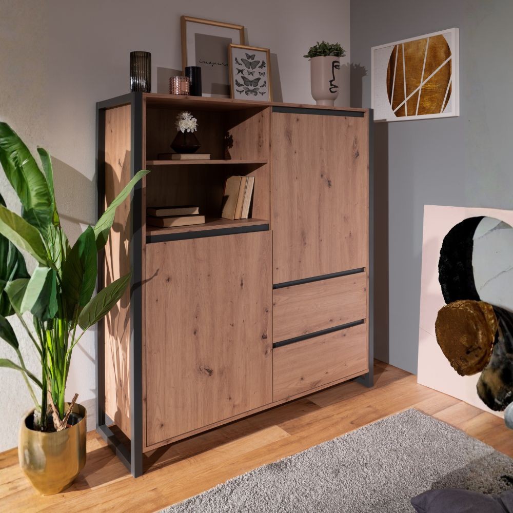Credenza alta Denver 51 L120XP40XH140 quercia antracite
