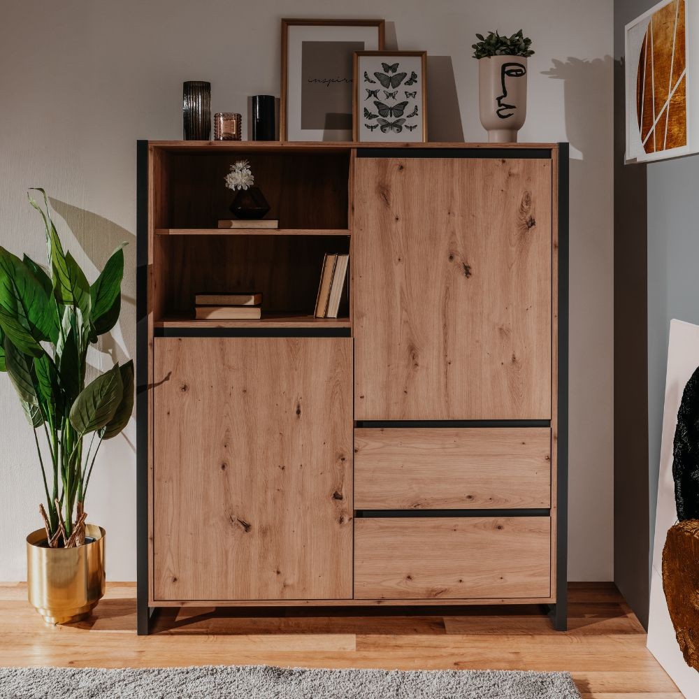Credenza alta Denver 51 L120XP40XH140 quercia antracite