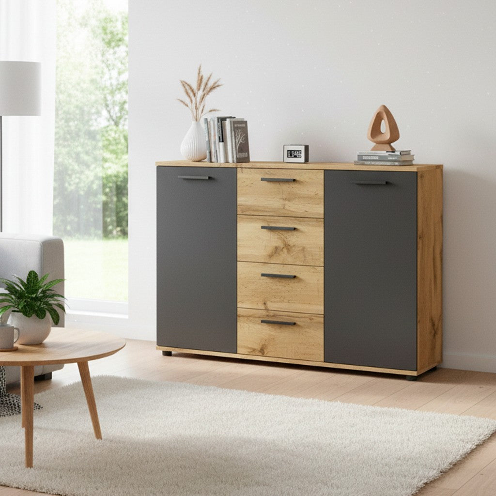Credenza Berno colore rovere wotan e antracite