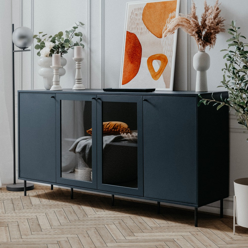 Credenza Caracas 51A con 4 ante e 4 ripiani colore navy blue