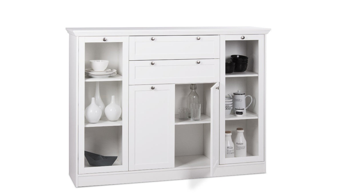 Credenza Landwood 53 bianca con vetrina