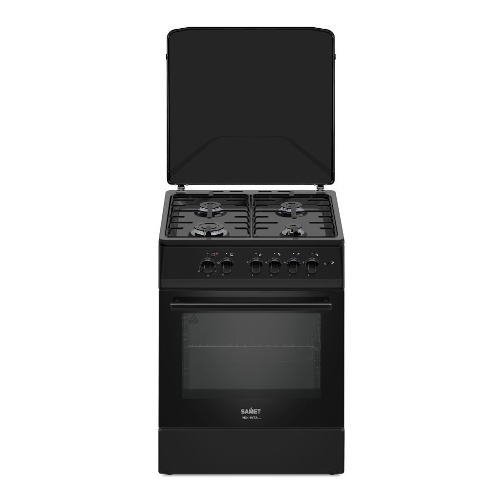 Cucina a gas Tremiti 60x60 con forno a gas e grill elettrico 70 litri nero classe A Samet Indomita Line
