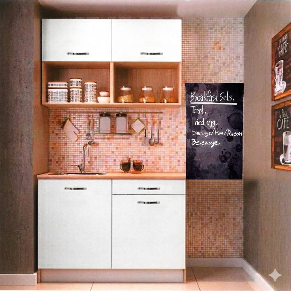 Cucina Cuneo 120 cm. H 220 cm. con cassa rovere e ante bianco opaco
