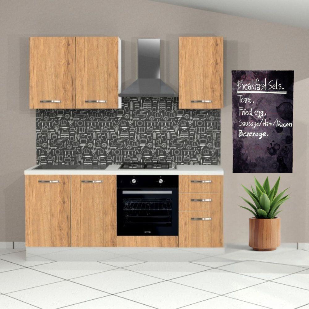 Cucina Taurus 195 sinistra colore cassa bianco e frontali nebraska con elettrodomestici inclusi
