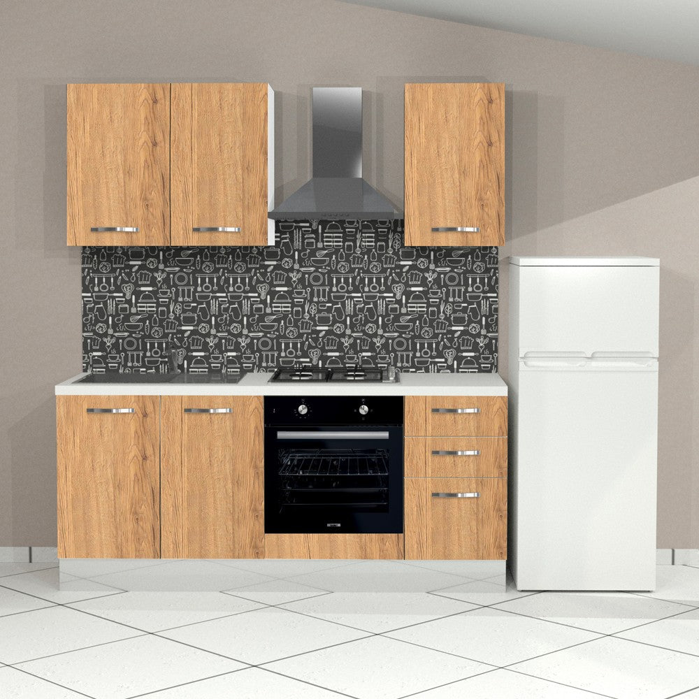 Cucina Taurus 195 sinistra colore cassa bianco e frontali nebraska con elettrodomestici inclusi