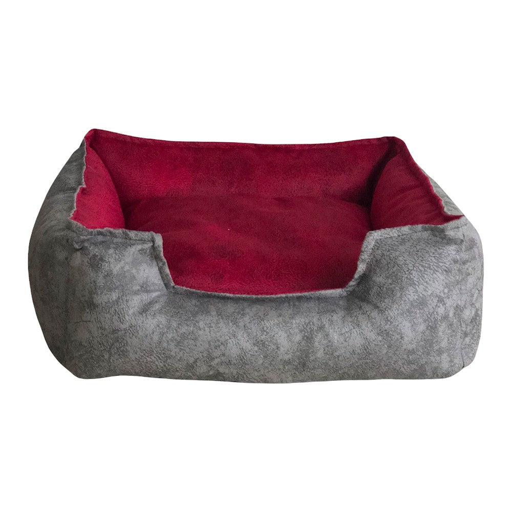 Cuscino per animali domestici Limy in tessuto colore grigio e bordeaux