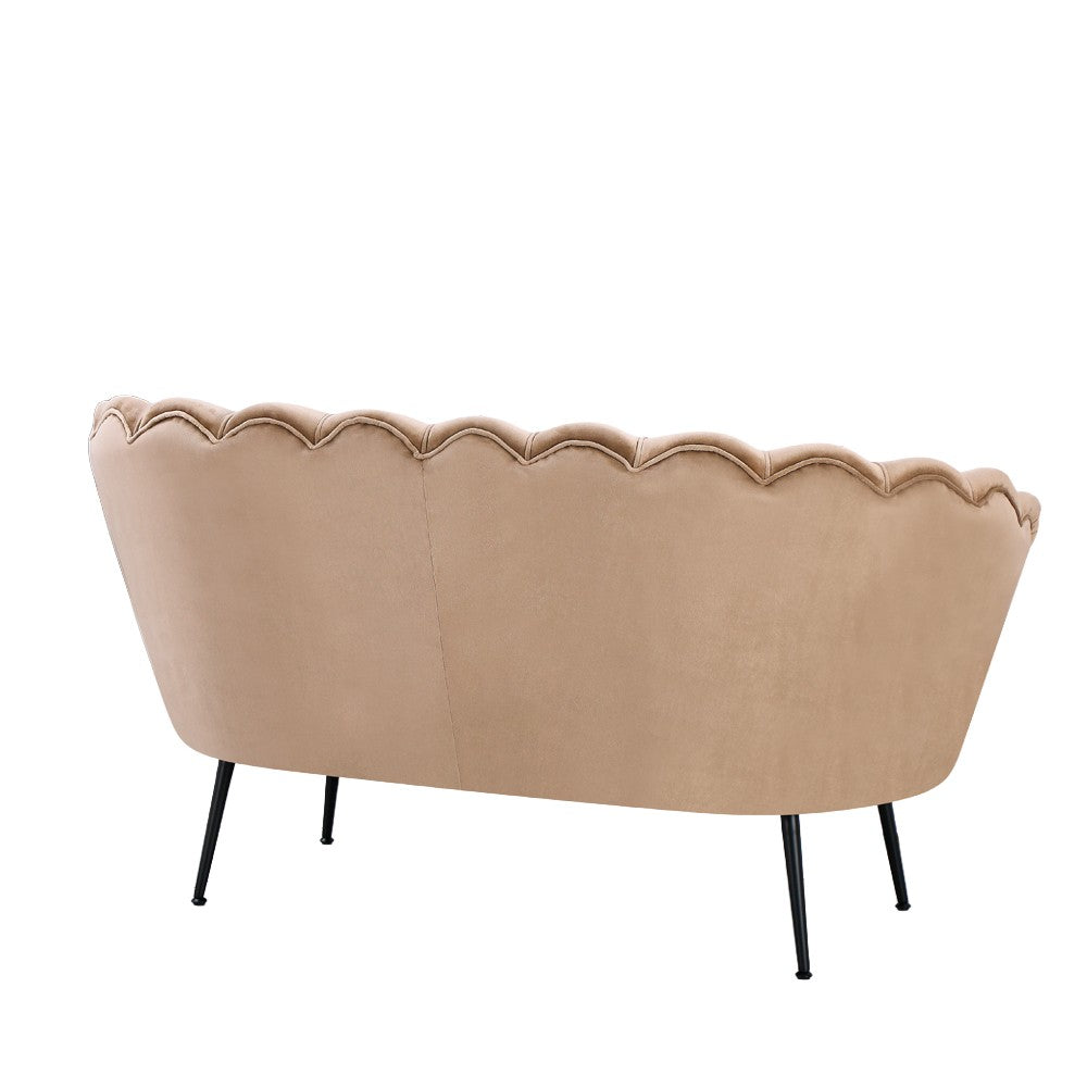 Divano a conchiglia Orel in velluto UF910-1 beige e gambe nere