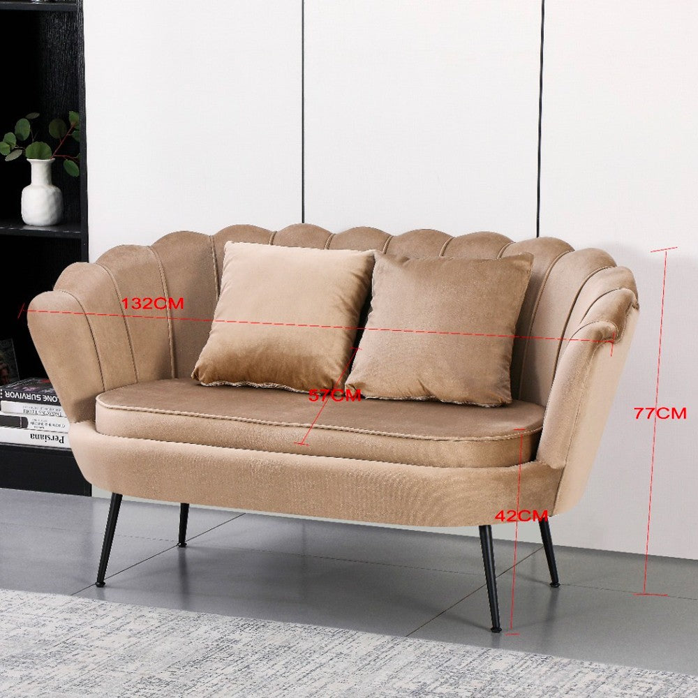 Divano a conchiglia Orel in velluto UF910-11 rosso e gambe nere