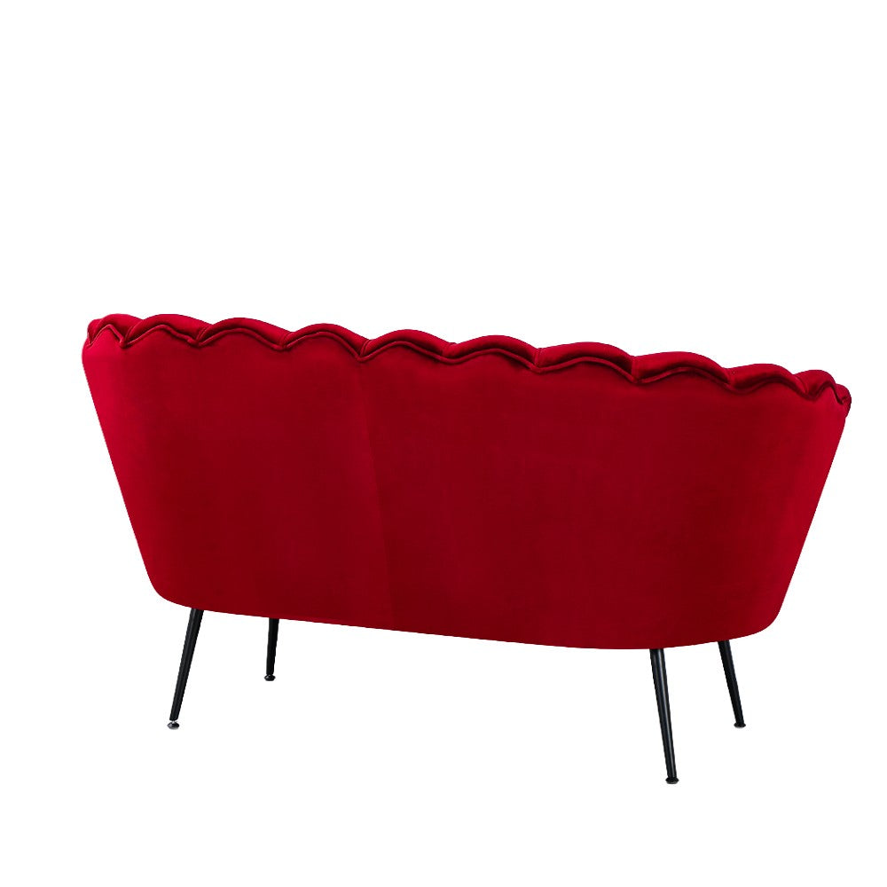 Divano a conchiglia Orel in velluto UF910-11 rosso e gambe nere
