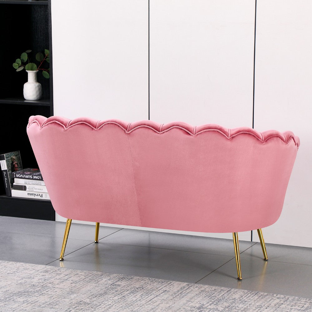 Divano a conchiglia Orel in velluto UF910-7 rosa e gambe oro