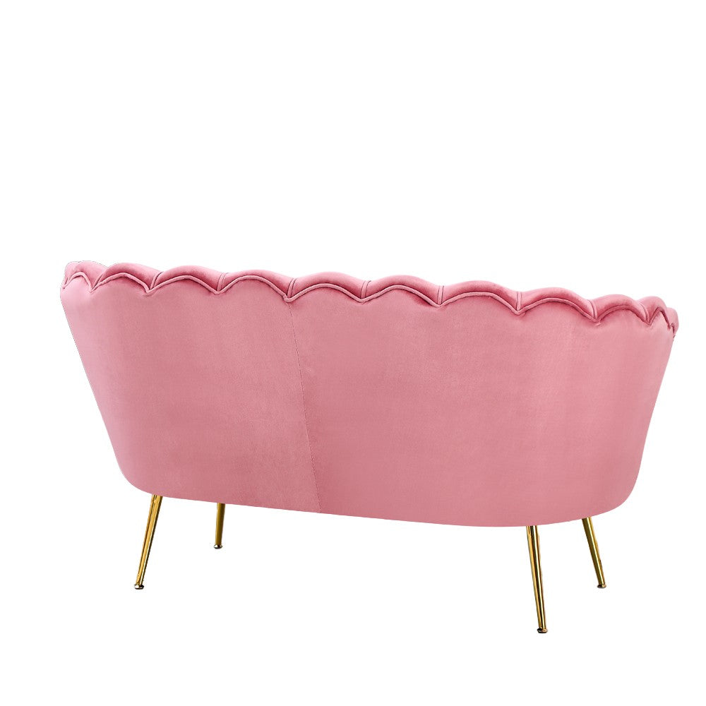 Divano a conchiglia Orel in velluto UF910-7 rosa e gambe oro