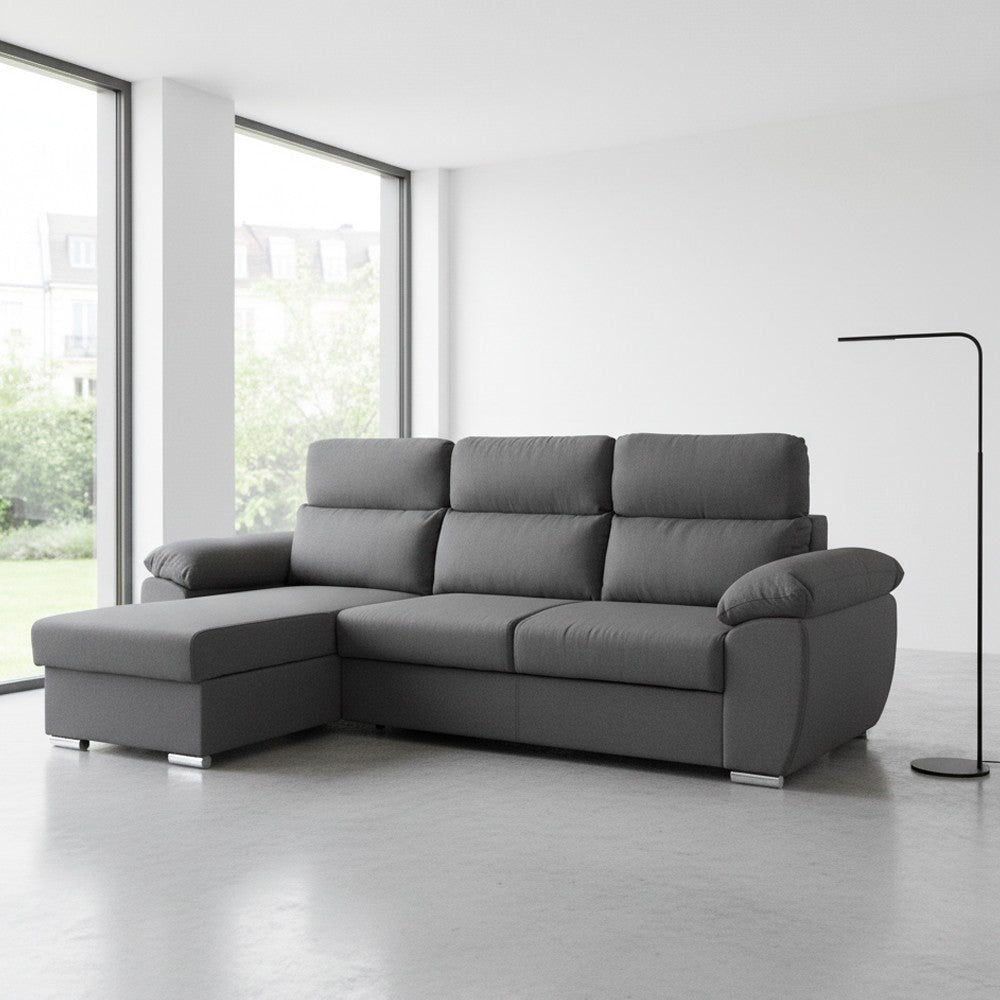 Divano Como II con penisola contenitore grigio Twist20