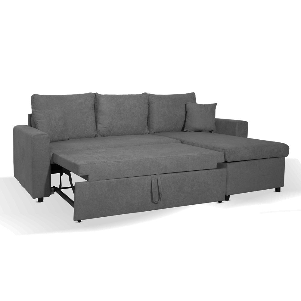 Divano con penisola contenitore reversibile Golf e letto estraibile in tessuto Verita 88 grigio scuro