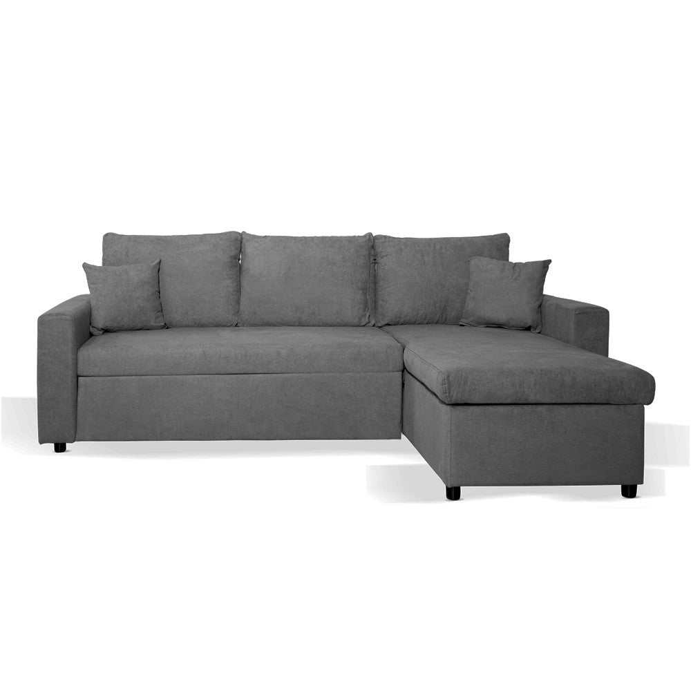 Divano con penisola contenitore reversibile Golf e letto estraibile in tessuto Verita 88 grigio scuro
