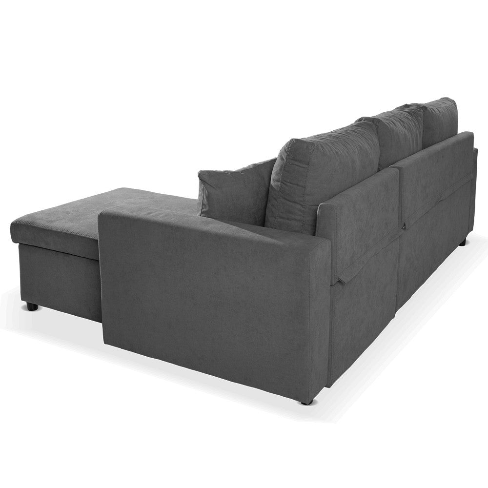 Divano con penisola contenitore reversibile Golf e letto estraibile in tessuto Verita 88 grigio scuro