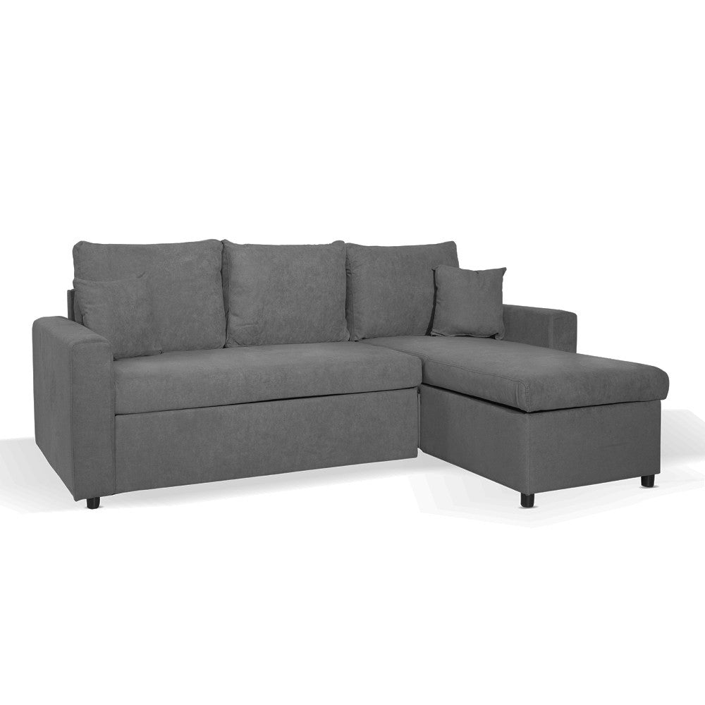 Divano con penisola contenitore reversibile Golf e letto estraibile in tessuto Verita 88 grigio scuro