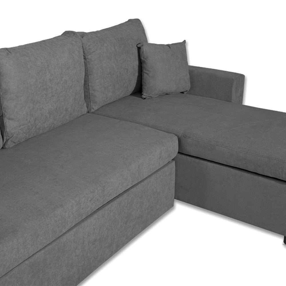 Divano con penisola contenitore reversibile Golf e letto estraibile in tessuto Verita 88 grigio scuro