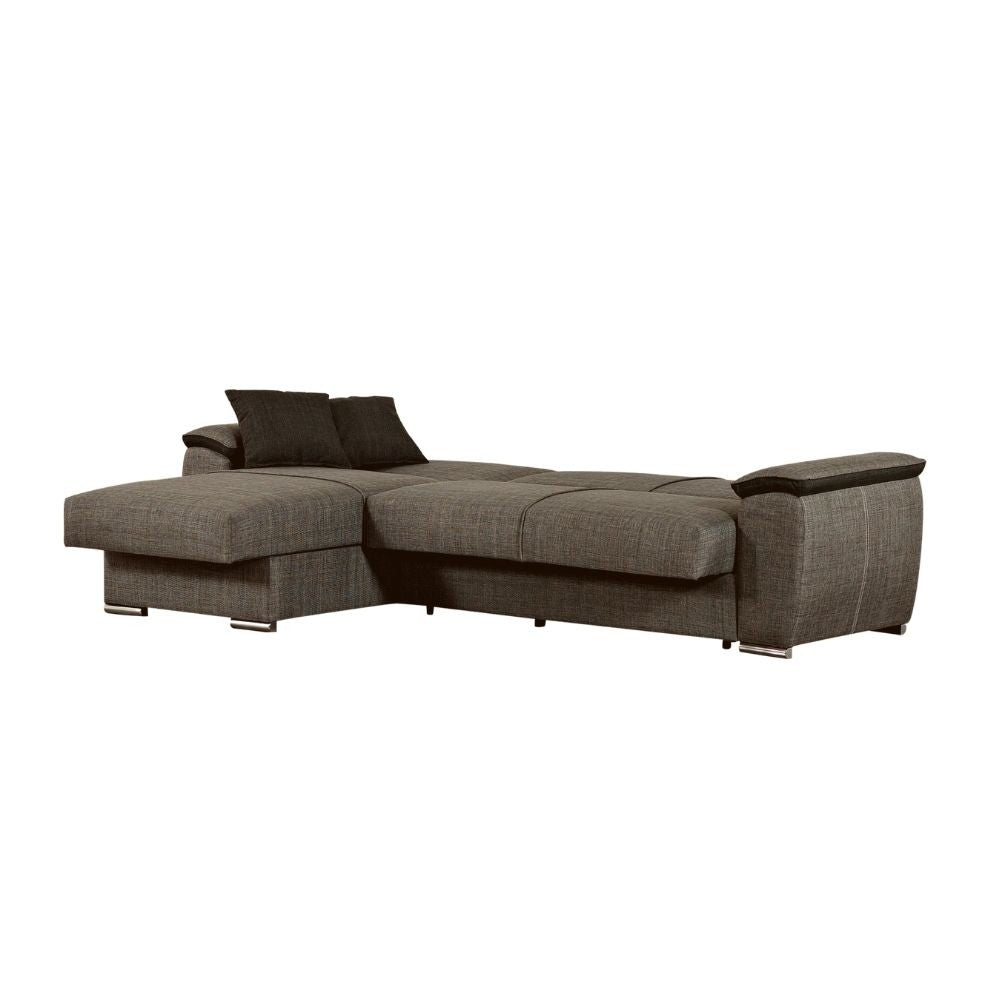 Divano con penisola reversibile Ginepro doppio vano contenitore in tessuto 67-044 tortora