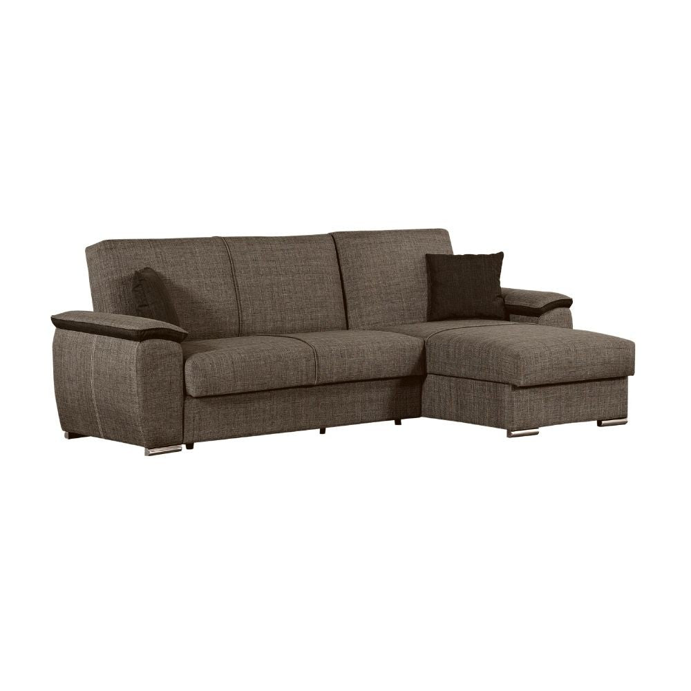 Divano con penisola reversibile Ginepro doppio vano contenitore in tessuto 67-044 tortora