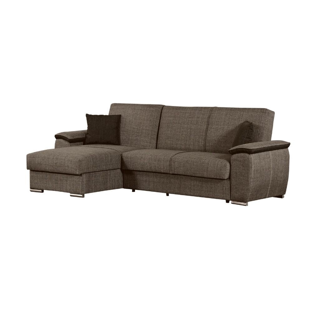 Divano con penisola reversibile Ginepro doppio vano contenitore in tessuto 67-044 tortora