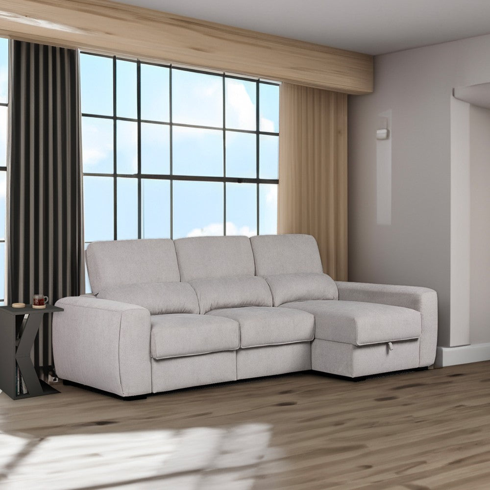 Divano Duke grigio G1312 penisola reversibile e funzione letto