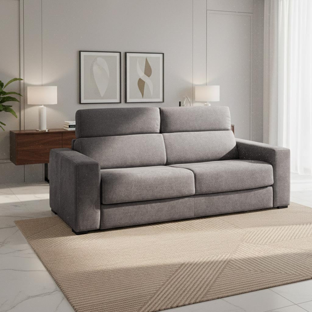 Divano letto Crien 3 posti con poggiatesta reclinabili colore Penelope 22 grigio