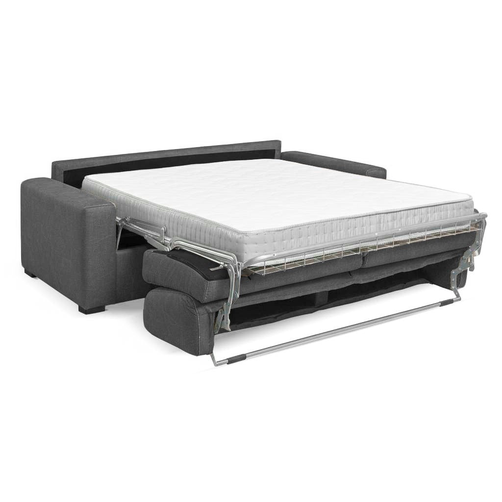 Divano letto Flash 3 posti con rete elettrosaldata in tessuto Queens ash