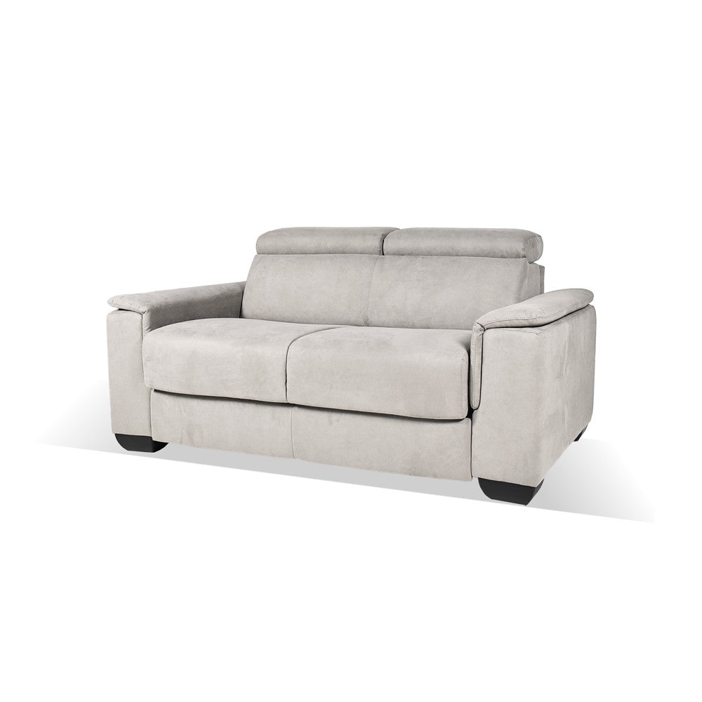 Divano letto Mercurio 2 posti poggiatesta reclinabili in tessuto Luna 19 light grey