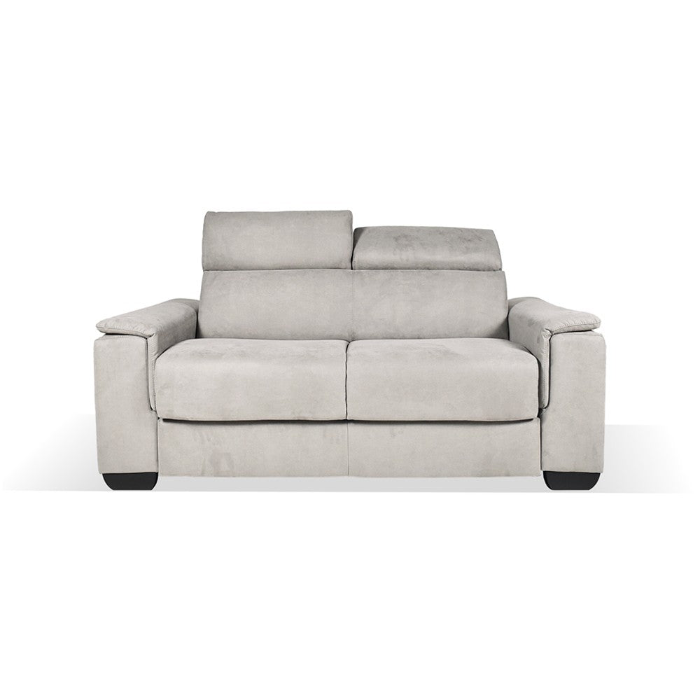 Divano letto Mercurio 2 posti poggiatesta reclinabili in tessuto Luna 19 light grey