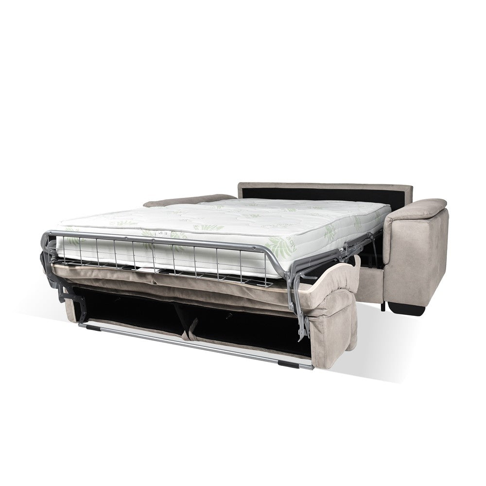 Divano letto Mercurio 2 posti poggiatesta reclinabili in tessuto Luna 19 light grey