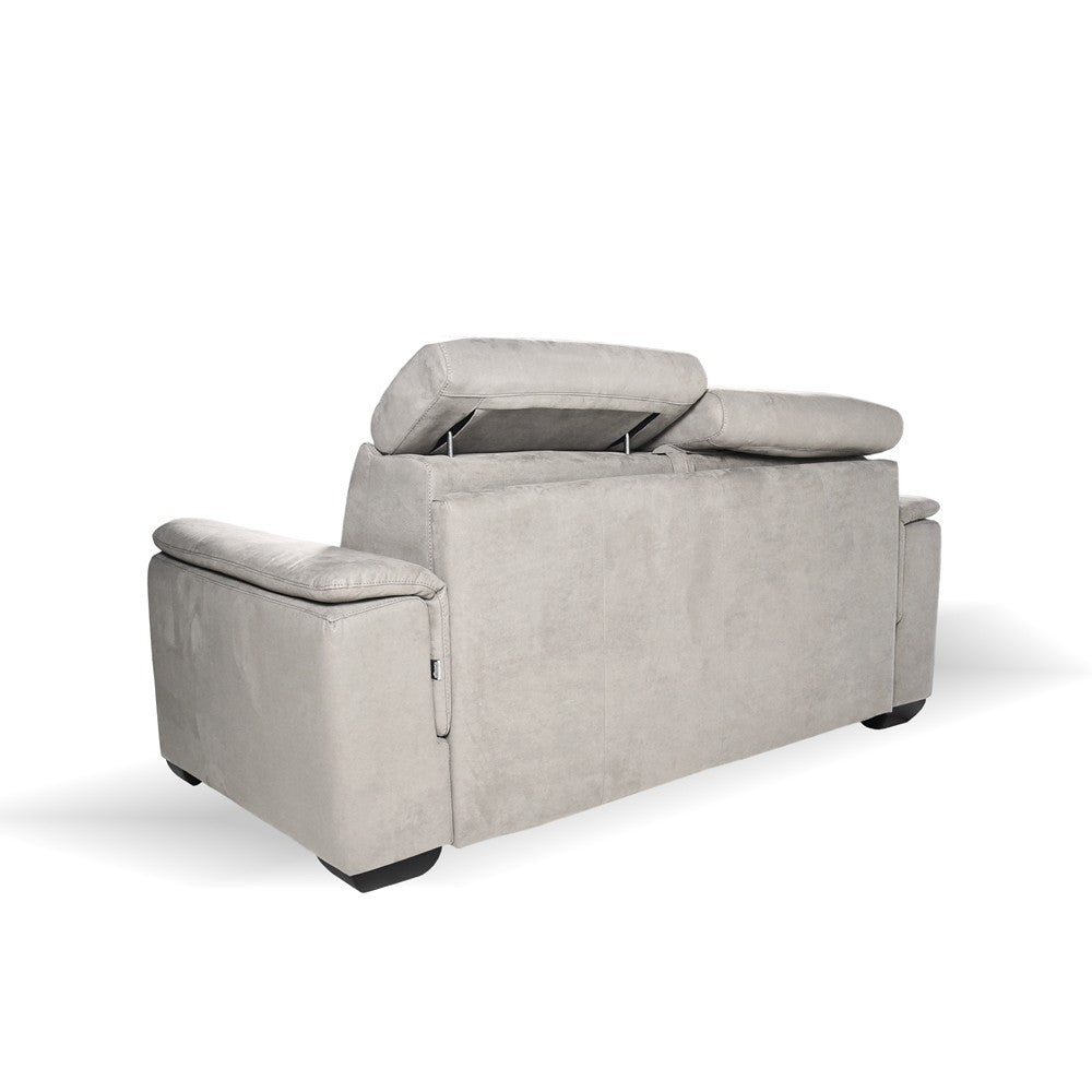 Divano letto Mercurio 2 posti poggiatesta reclinabili in tessuto Luna 19 light grey