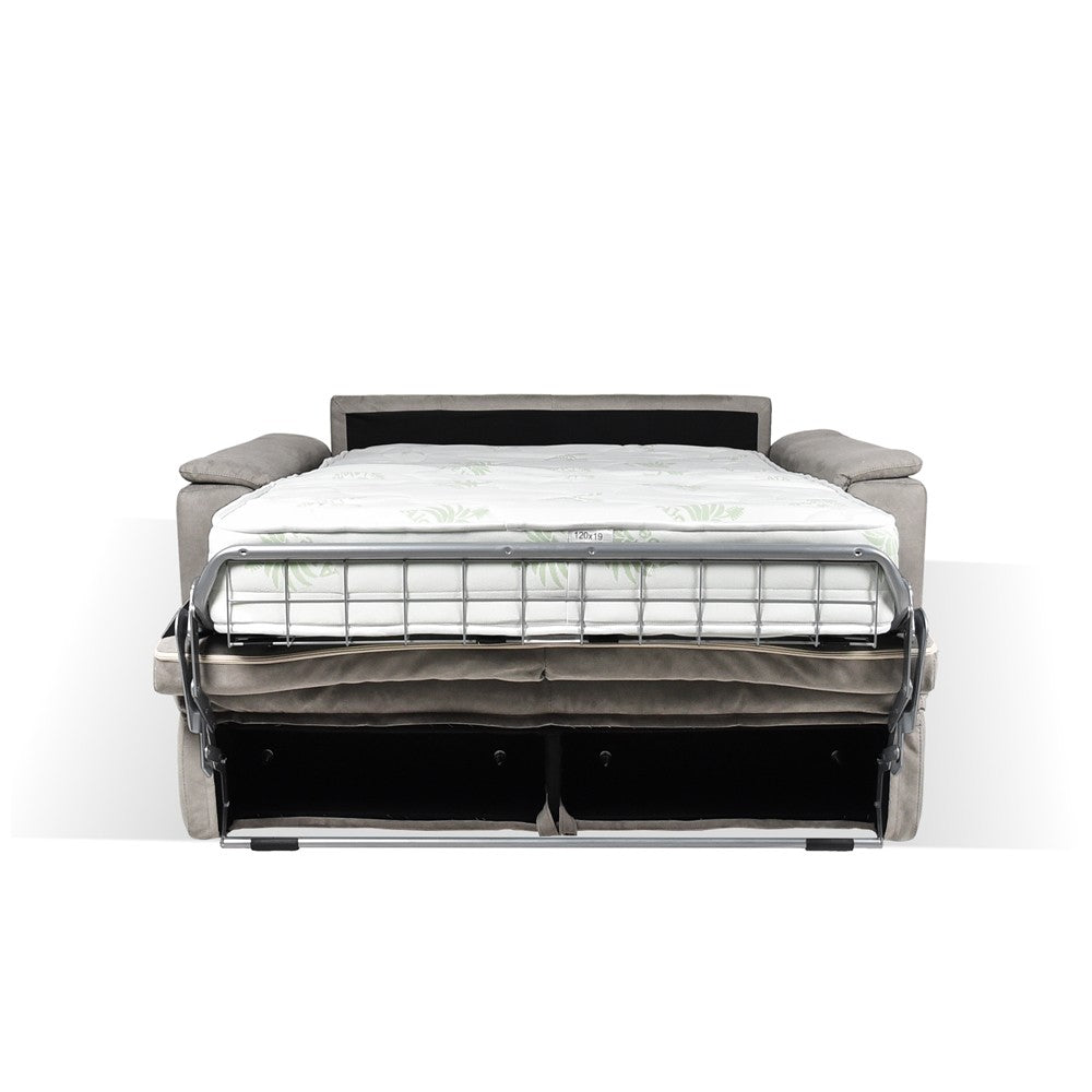 Divano letto Mercurio 2 posti poggiatesta reclinabili in tessuto Luna 19 light grey