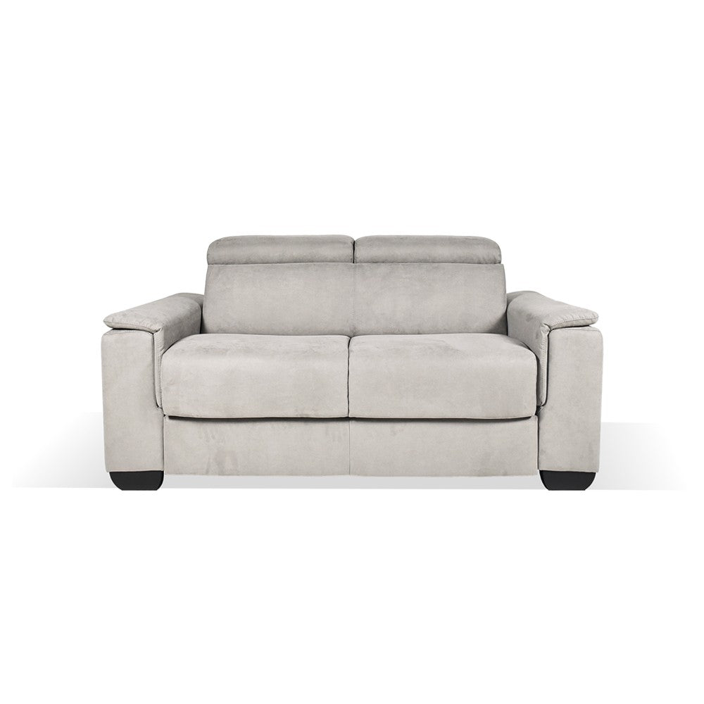 Divano letto Mercurio 2 posti poggiatesta reclinabili in tessuto Luna 19 light grey