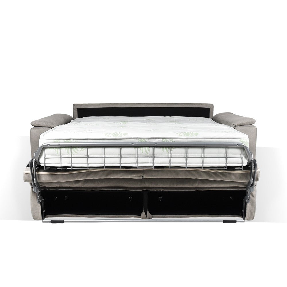 Divano letto Mercurio 3 posti poggiatesta reclinabili in tessuto Luna 19 light grey