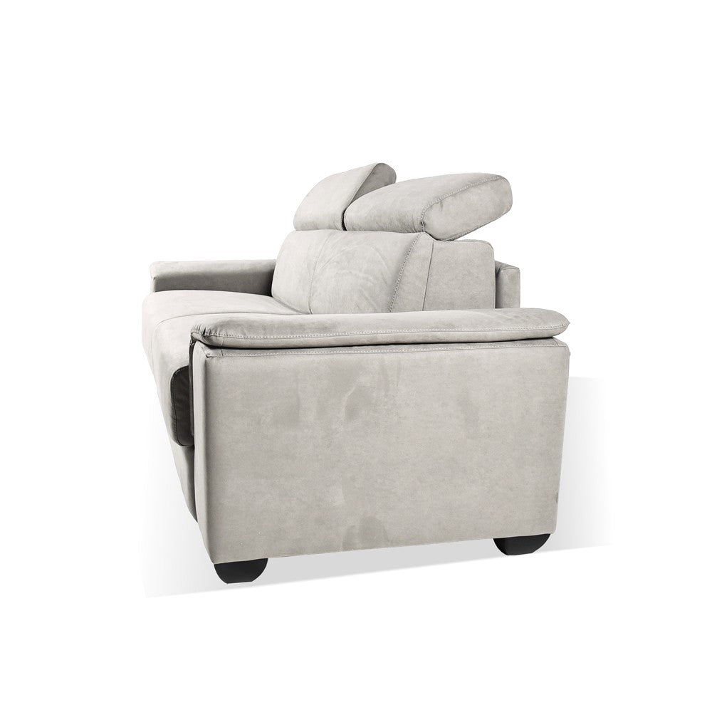 Divano letto Mercurio 3 posti poggiatesta reclinabili in tessuto Luna 19 light grey