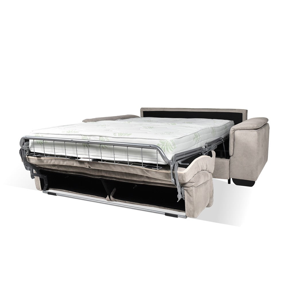Divano letto Mercurio 3 posti poggiatesta reclinabili in tessuto Luna 19 light grey