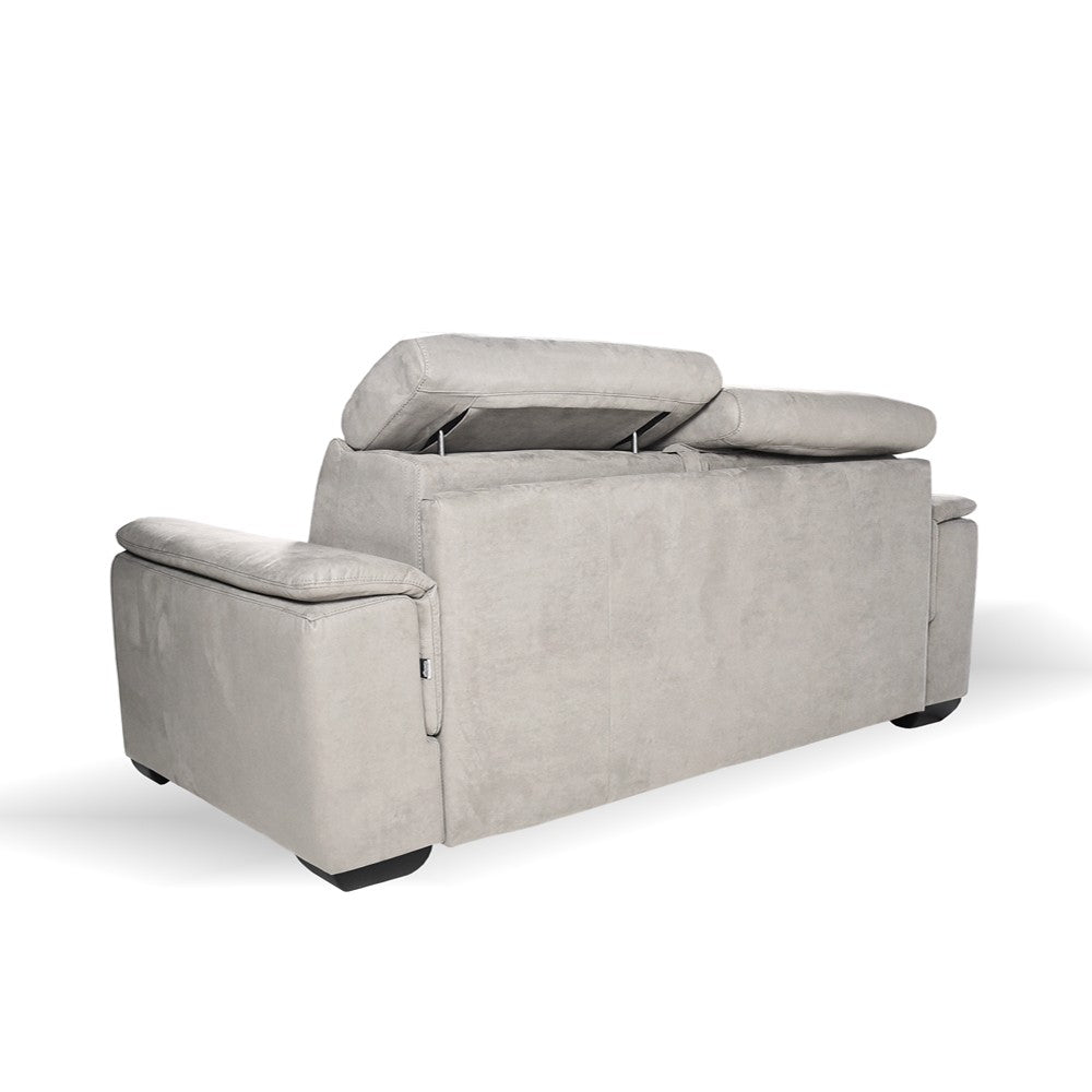 Divano letto Mercurio 3 posti poggiatesta reclinabili in tessuto Luna 19 light grey