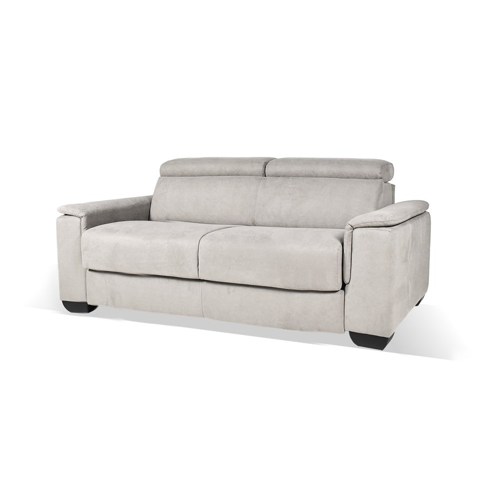 Divano letto Mercurio 3 posti poggiatesta reclinabili in tessuto Luna 19 light grey