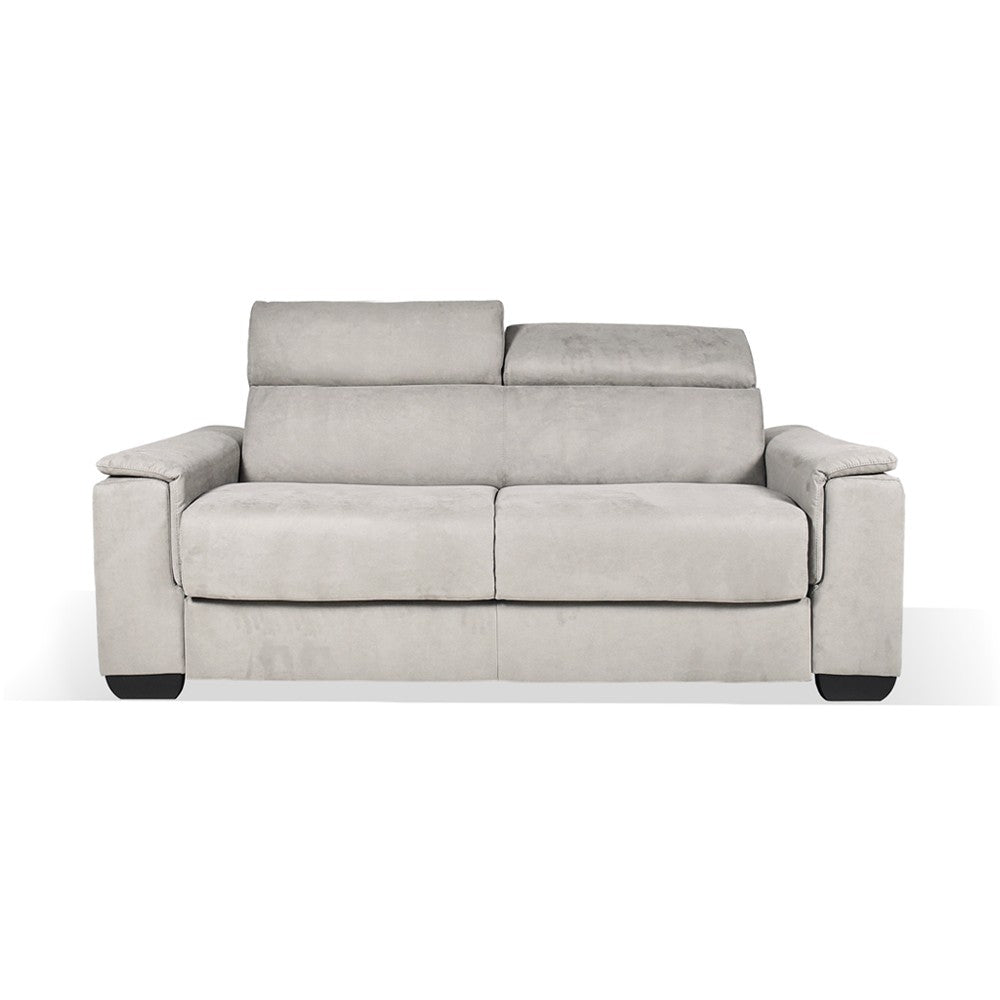 Divano letto Mercurio 3 posti poggiatesta reclinabili in tessuto Luna 19 light grey